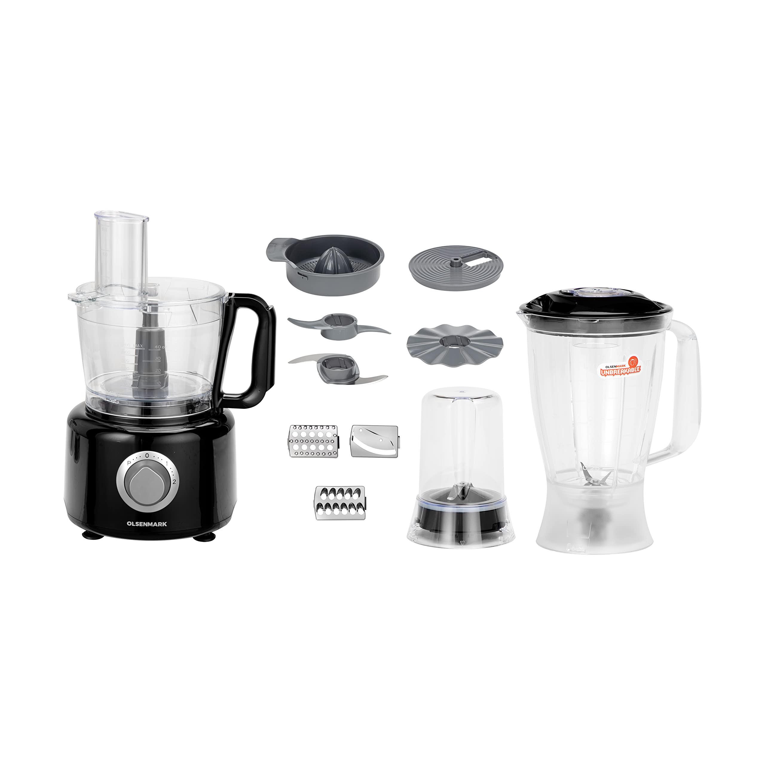 Olsenmark 10 in 1 Food Processor, 1.5L Unbreakable PC Jar, 2 Speed Settings with Pulse Function 10 Attachments Overheat Protection & Double Safety Lock BS Plug, multi color اولسين مارك محضر طعام 10 في 1، وعاء من البولي كربونات غير قابل للكسر سعة 1.5 لتر Olsenmark 10 in 1 Food Processor, 1.5L Unbreakable PC Jar, 2 Speed Settings with Pulse Function 10 Attachments Overheat Protection & Double Safety Lock BS Plug, multi color اولسين مارك محضر طعام 10 في 1، وعاء من البولي كربونات غير قابل للكسر سعة 1.5 لتر